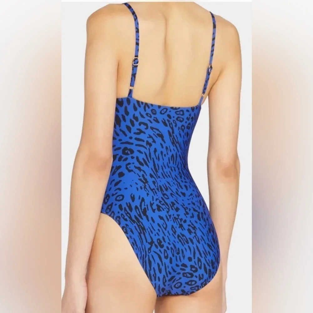 Vitamin A Blue Leopard One Piece Swimsuit Size 12